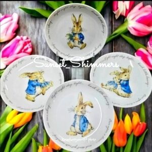 4pc Set Beatrix Potter Peter Rabbit Easter Story Book Appetizer Dessert Plates